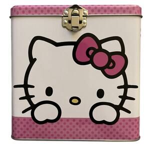 Hello Kitty Stack Store and Carry Tin. Stackable Tin Box with Handle 6”x6”x6”